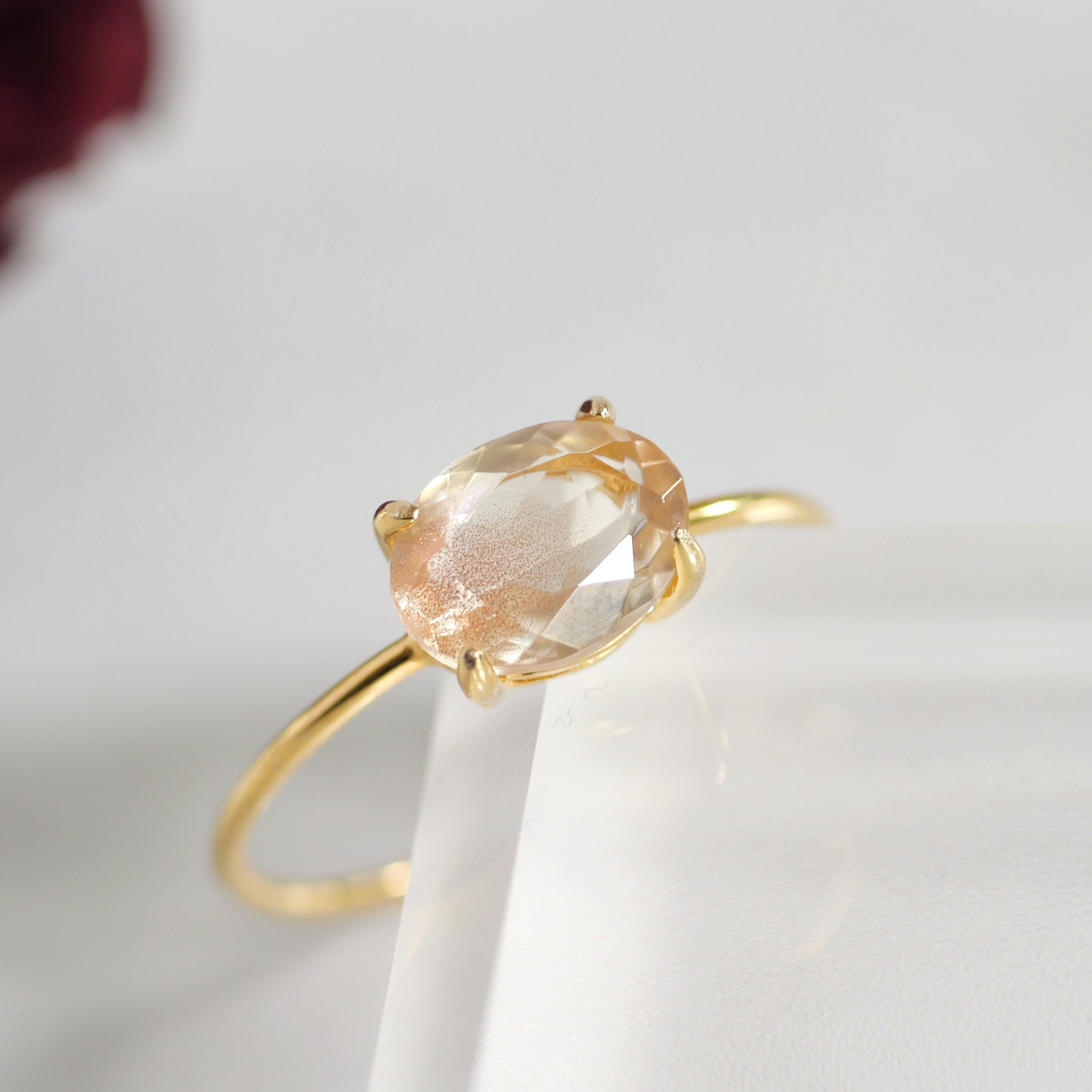 【希少石】オレゴンサンストーン オーバル リング No.3