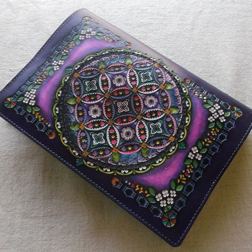 レザー単行本カバー 刻印＆拭き染め ブックカバー 8Peaks 通販