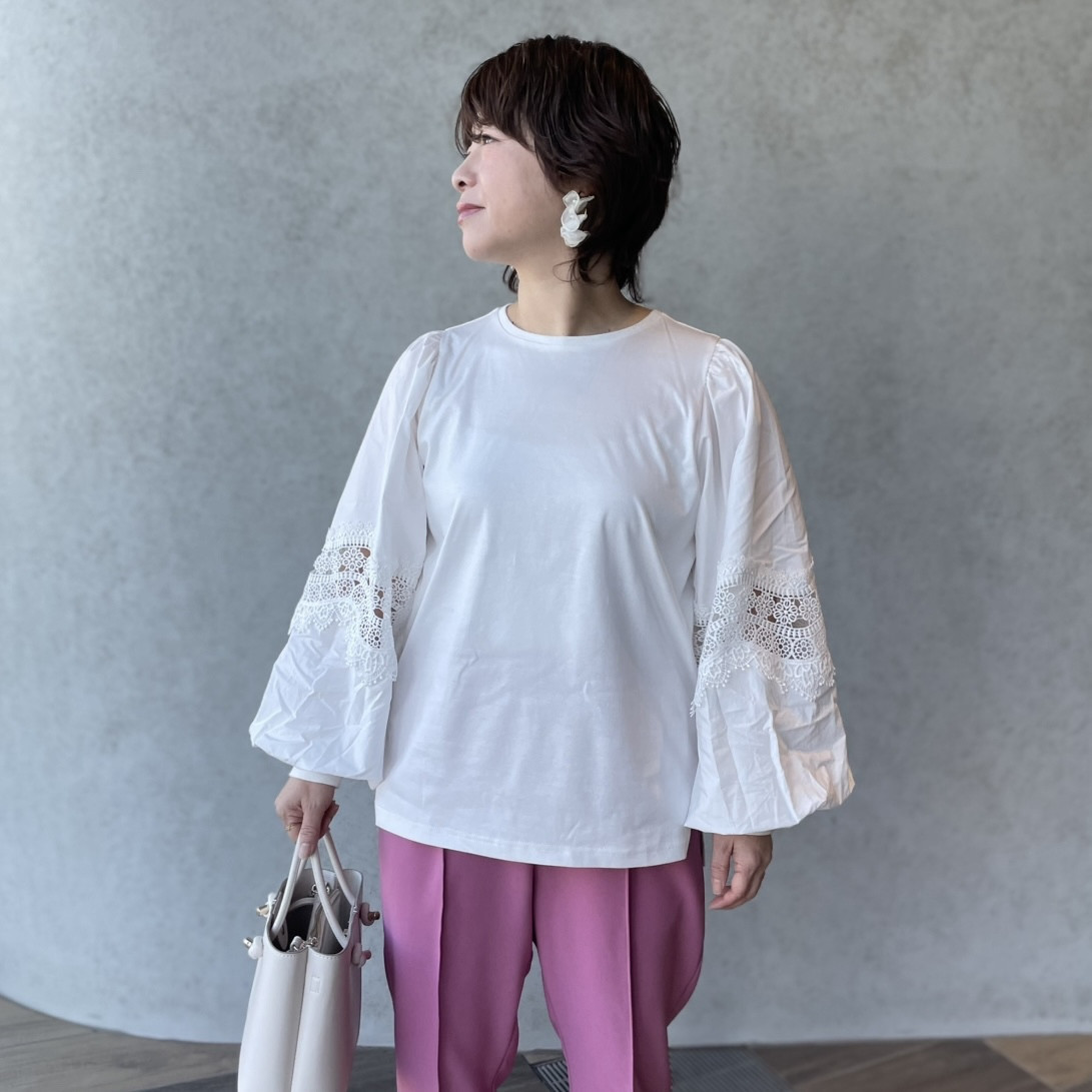 小柄S■可愛くて品格アップ♪異素材コンビ 着痩せカットソーブラウス 白■フォーマル卒業 KMC-791 286943 8,235円