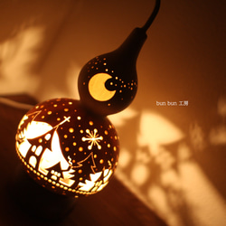 ひょうたんランプ--月と猫 スタンドライト・テーブルランプ bunbun383