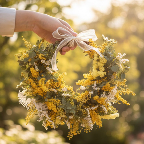 2026年度ミモザリース ドライフラワー happiness bouquet 通販