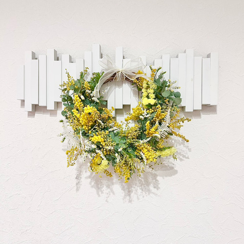 2026年度　フレッシュミモザのリース　予約受付 2026年度ミモザリース ドライフラワー happiness bouquet 通販