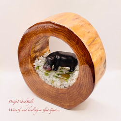 専用 一つ限りの流木アート 水辺のカバ ジオラマ 流木 フィギュア 置物 インテリア レジン N1 3枚目の画像