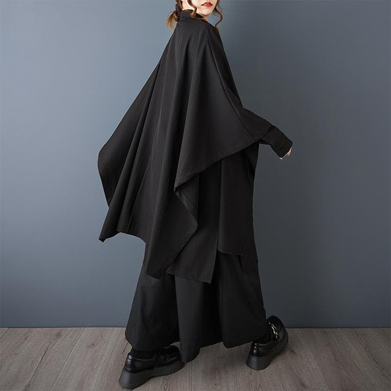 新品 大きいサイズ ゆったり ドルマン シャツ ブラウス 黒 春 秋冬　変形裾u