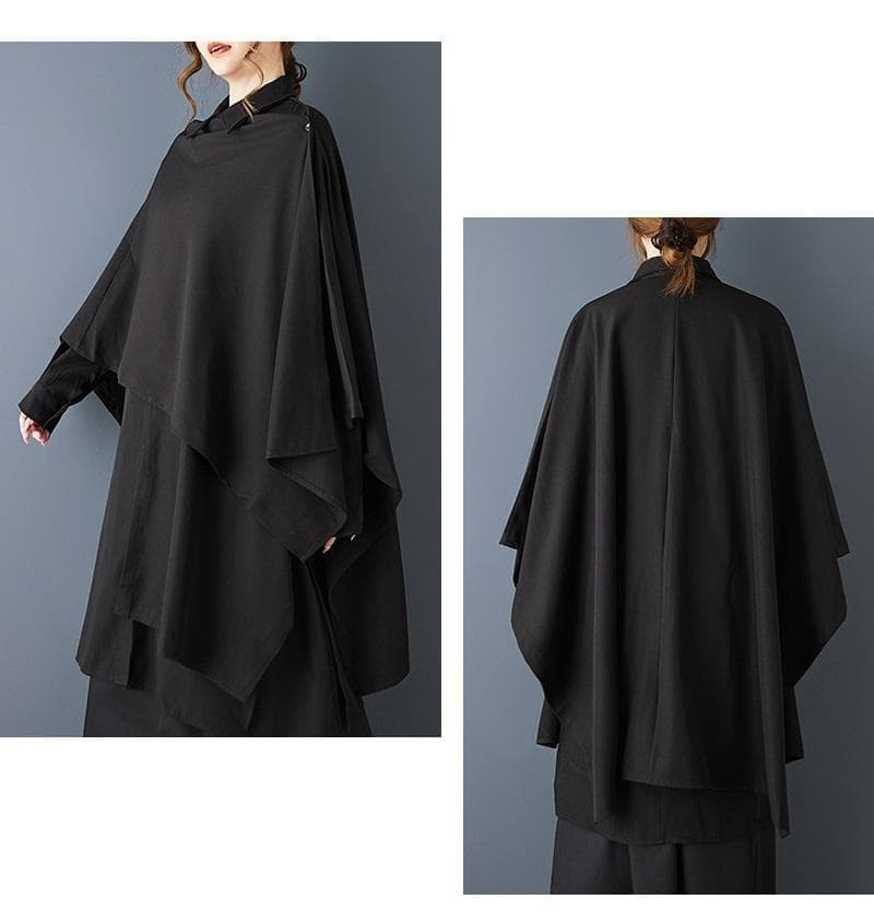 新品 大きいサイズ ゆったり ドルマン シャツ ブラウス 黒 春 秋冬　変形裾u