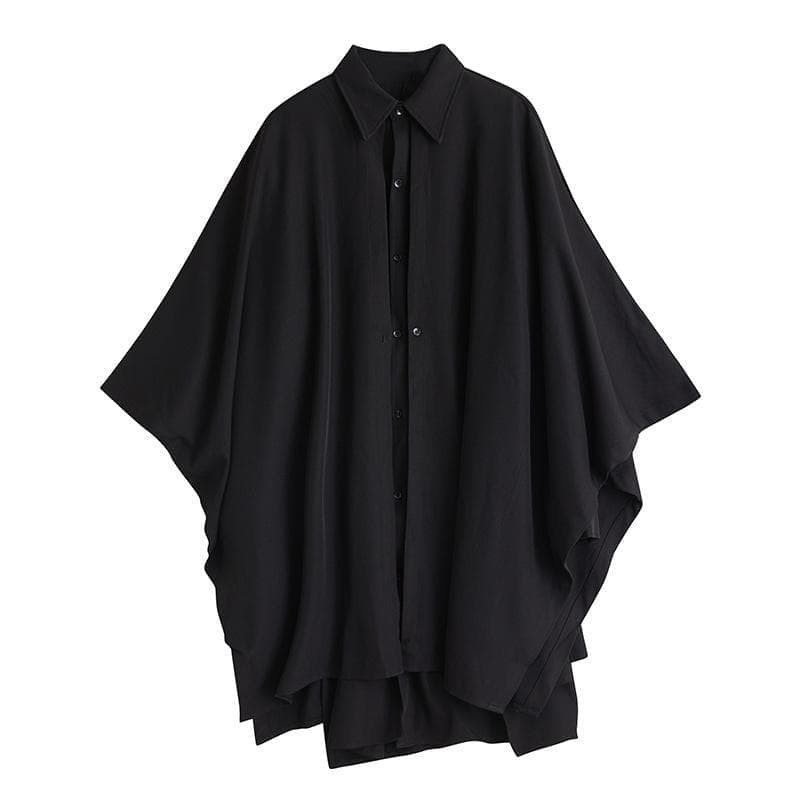 新品 大きいサイズ ゆったり ドルマン シャツ ブラウス 黒 春 秋冬　変形裾u