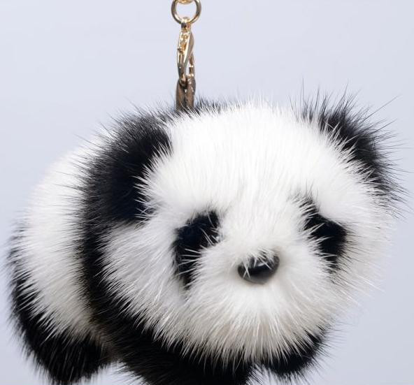 新品限定/入手困難 パンダ★最高級ミンクファーチャーム/キーホルダー毛皮ファー