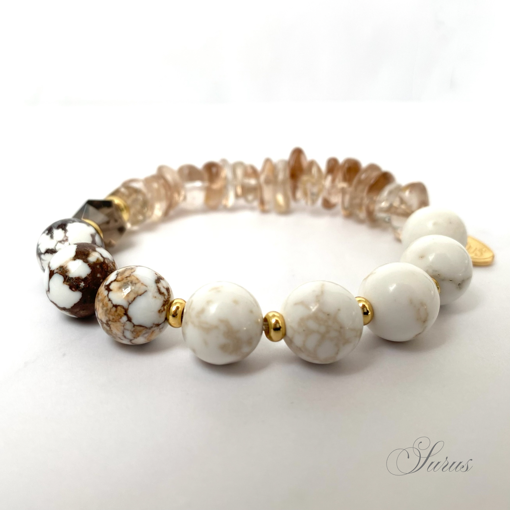 ワイルドホース × マグネサイト × スモーキークォーツ × ブラウントパーズ ブレスレット