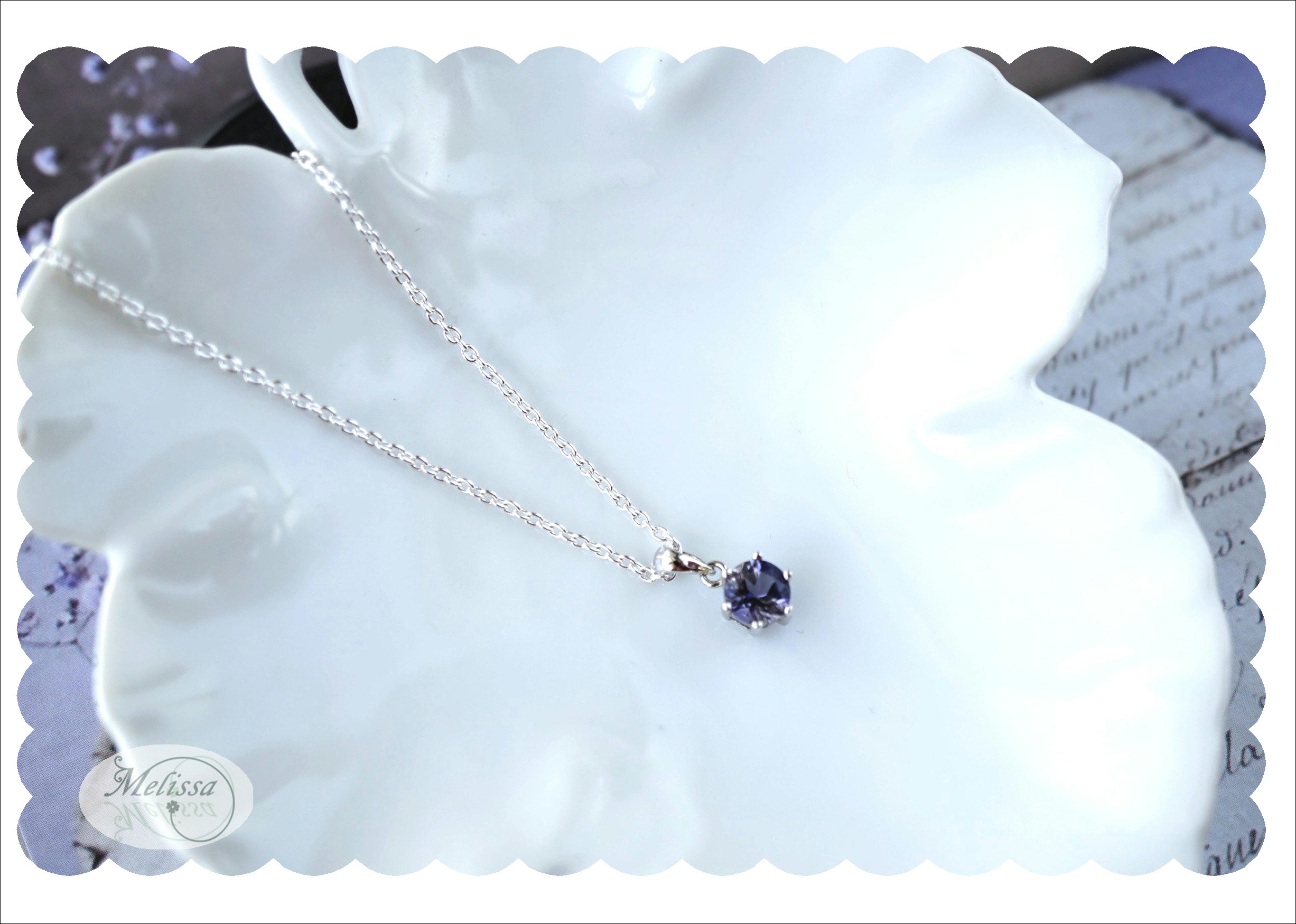 アイオライトのシルバーネックレス