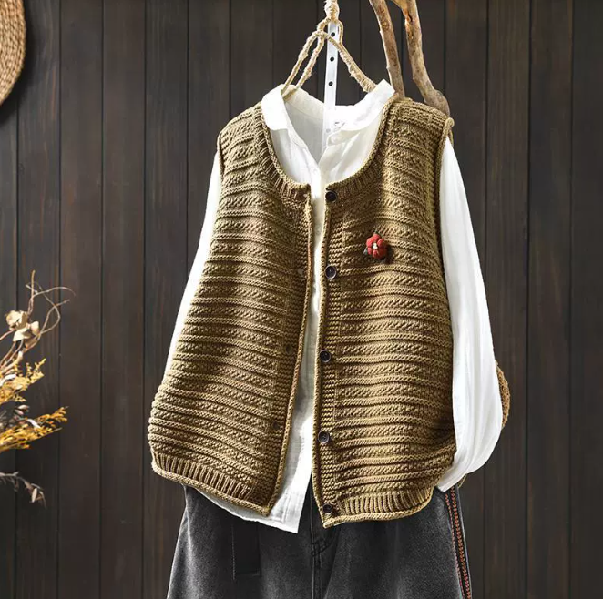 新作｜ニットベスト カーディガン ノースリーブ レイヤード オーバーサイズ レディース