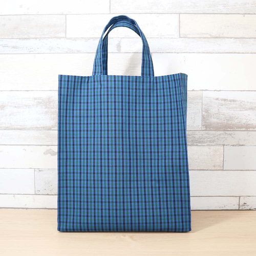 フリル付き ファミリア風 ブルーグリーンチェック タータンチェック