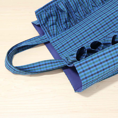 フリル付き ファミリア風 ブルーグリーンチェック タータンチェック