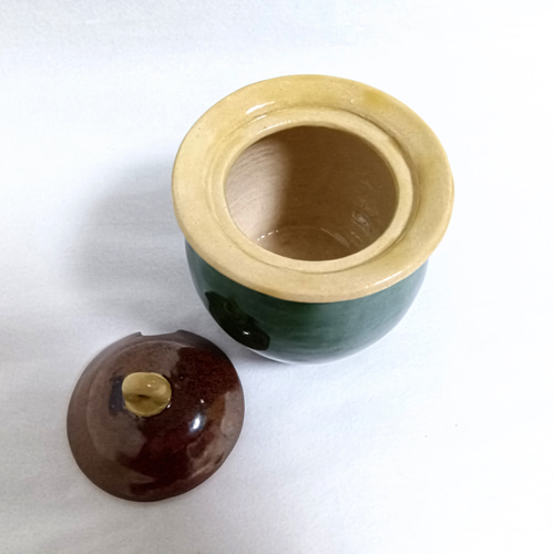 訳あり 織部のポット シュガーポット ソルトポット 陶器 壺 シュガー