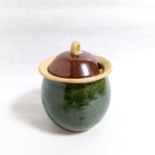 訳あり 織部のポット シュガーポット ソルトポット 陶器 壺 シュガー