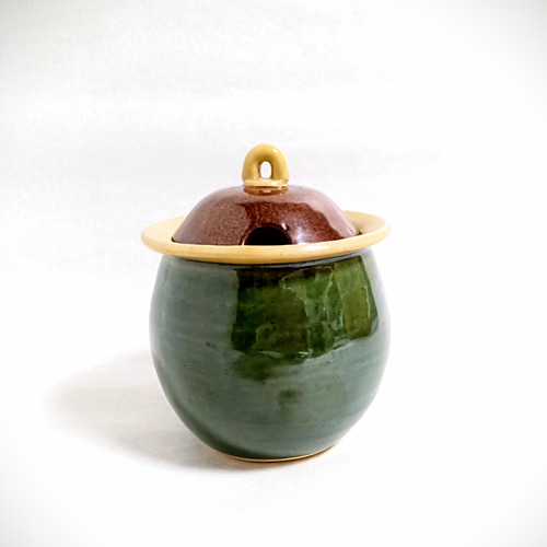 訳あり 織部のポット シュガーポット ソルトポット 陶器 壺 シュガー