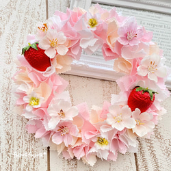 ひなまつりに♪桜と桃の布リース〜うさぎのお雛様つき〜 リース