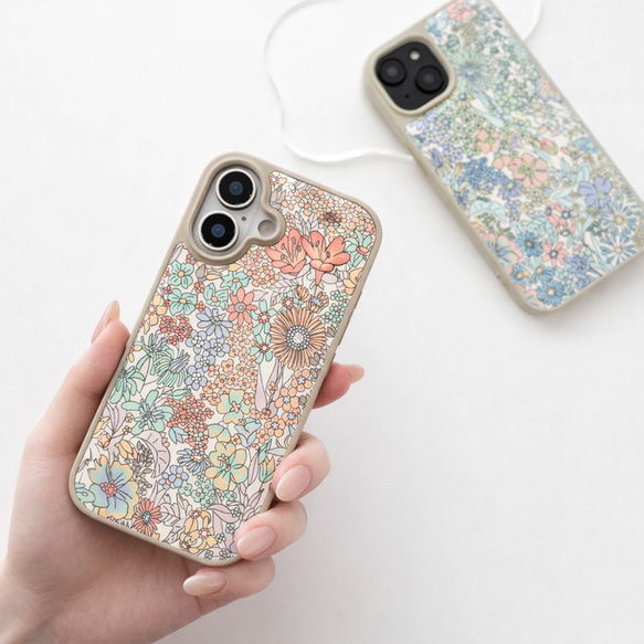 多機種対応 カラーリアケース 【 リバティプリント マーガレットアニー 】 名入れ スマホケース JX02K 17枚目の画像