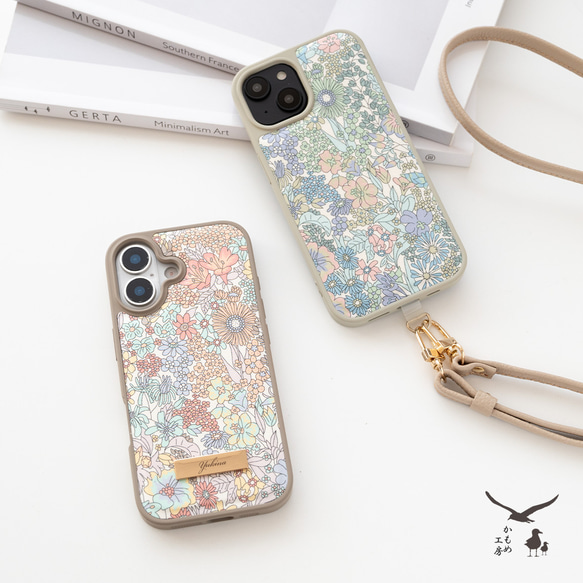 多機種対応 カラーリアケース 【 リバティプリント マーガレットアニー 】 名入れ スマホケース JX02K 1枚目の画像