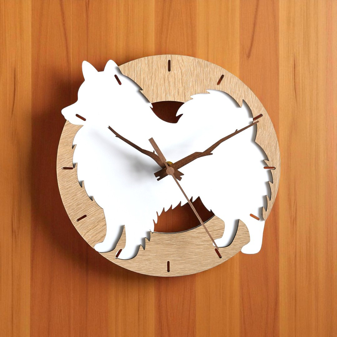 とびだしわんこクロック_スピッツ_壁掛け時計