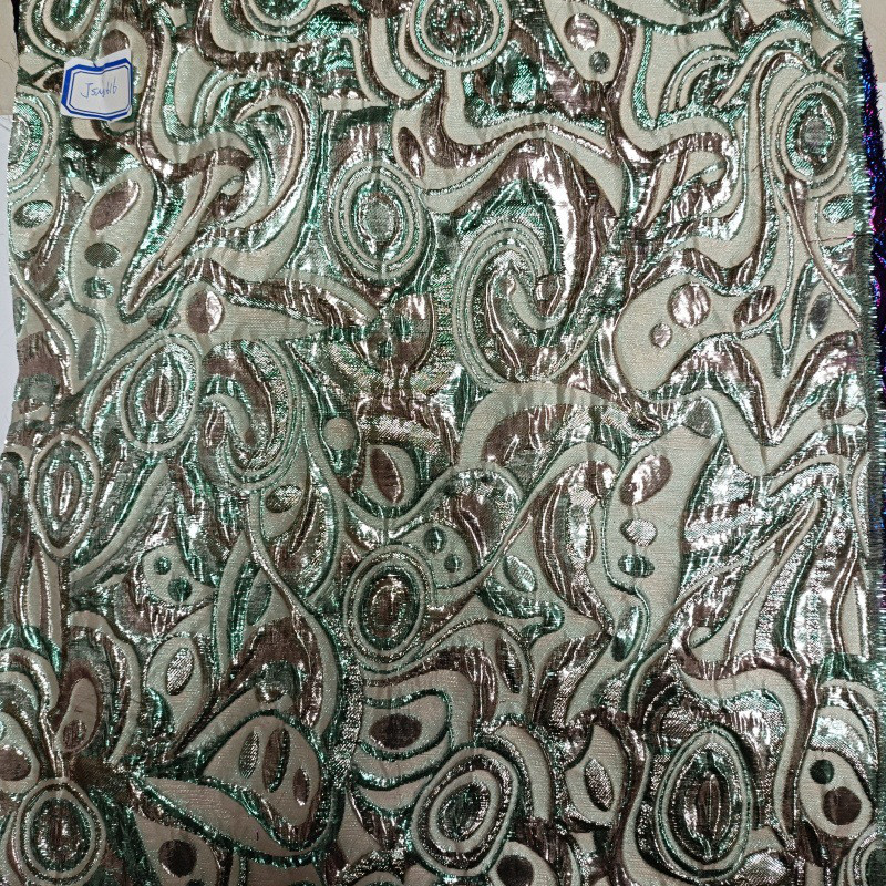 長さ10m ジャガード生地 北欧風 金糸 おしゃれ 10色 紫 緑 青 シルバー 大判 ジャカード織り JSM1616