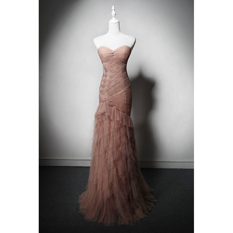 綺麗 ピンク オフショルダー スリム パーティードレス 結婚式 花嫁 誕生日 成人式 二次会 前撮り M098