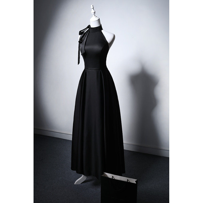 高級感 黒 ノースリーブ パーティードレス シンプル 韓国風 結婚式 誕生日 成人式 二次会 前撮り M101
