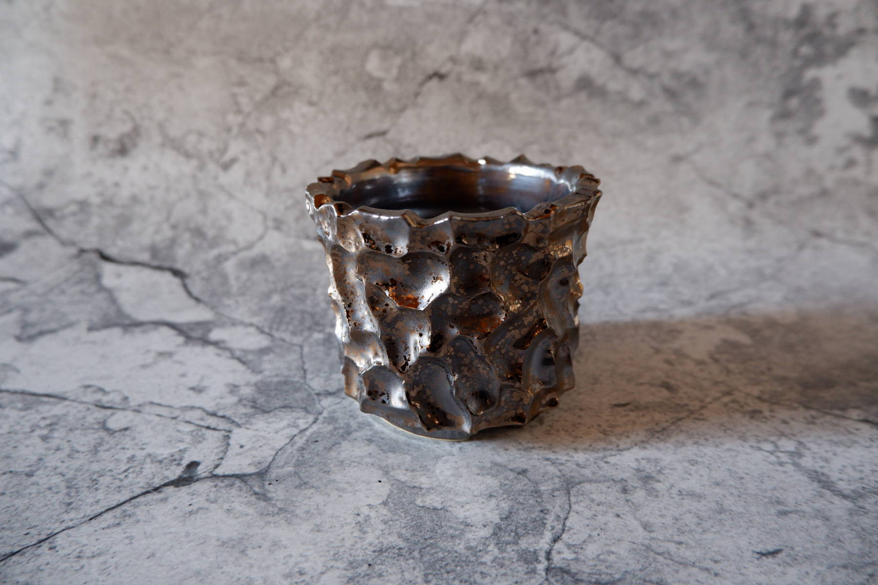 3号ビンテージゴールド鉢408　塊根植物　多肉植物　アガベ　盆栽　植木鉢　作家鉢　鉢台　沖縄