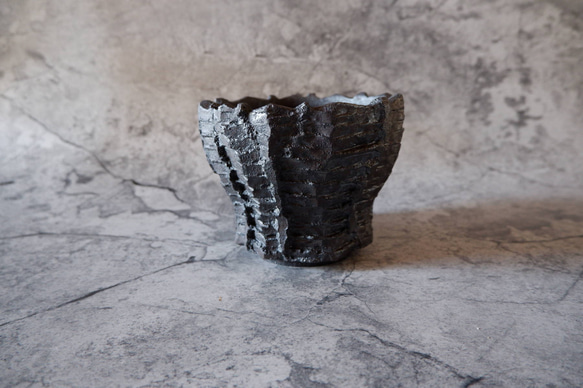 5号窯変黒鉢410　塊根植物　多肉植物　アガベ　盆栽　植木鉢　作家鉢　鉢台　沖縄 3枚目の画像