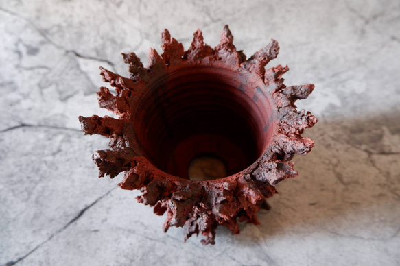 3.5号赤鬼鉢412　塊根植物　多肉植物　アガベ　盆栽　植木鉢　作家鉢　鉢台　沖縄 4枚目の画像