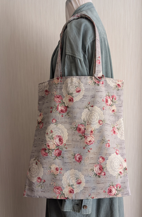 フラットトートバッグ　グレー 3枚目の画像