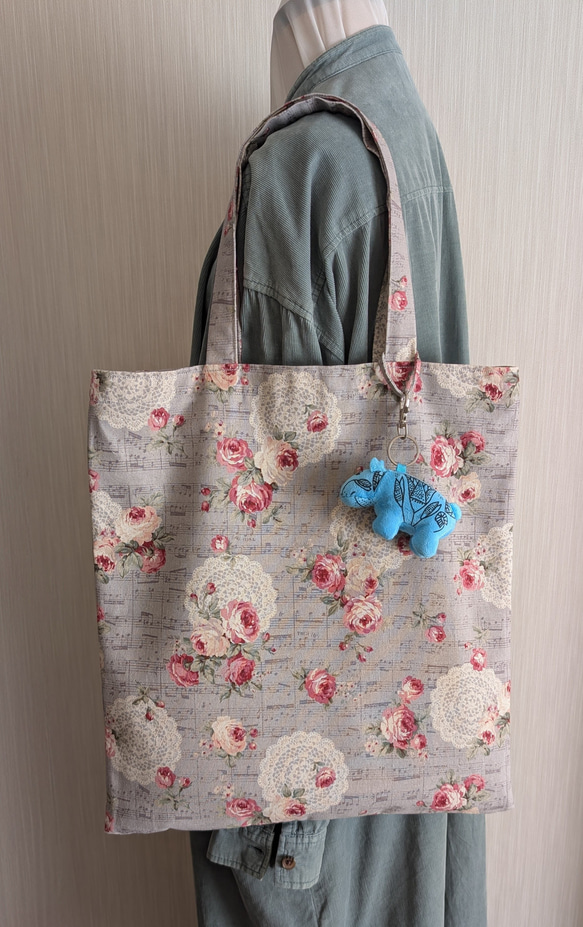 フラットトートバッグ　グレー 9枚目の画像