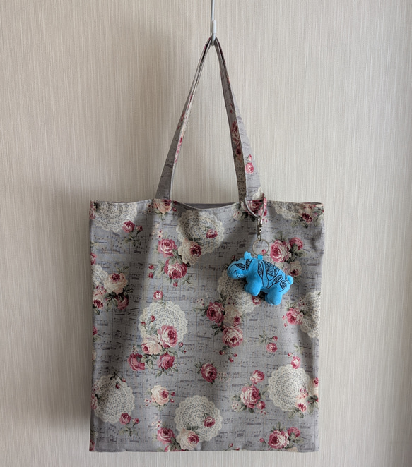 フラットトートバッグ　グレー 8枚目の画像