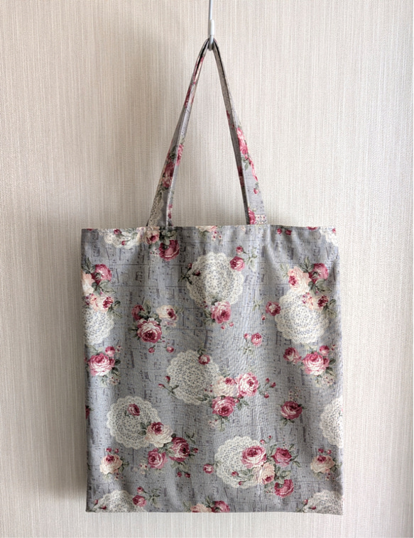 フラットトートバッグ　グレー 2枚目の画像