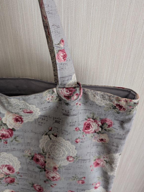 フラットトートバッグ　グレー 6枚目の画像