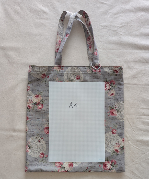 フラットトートバッグ　グレー 4枚目の画像