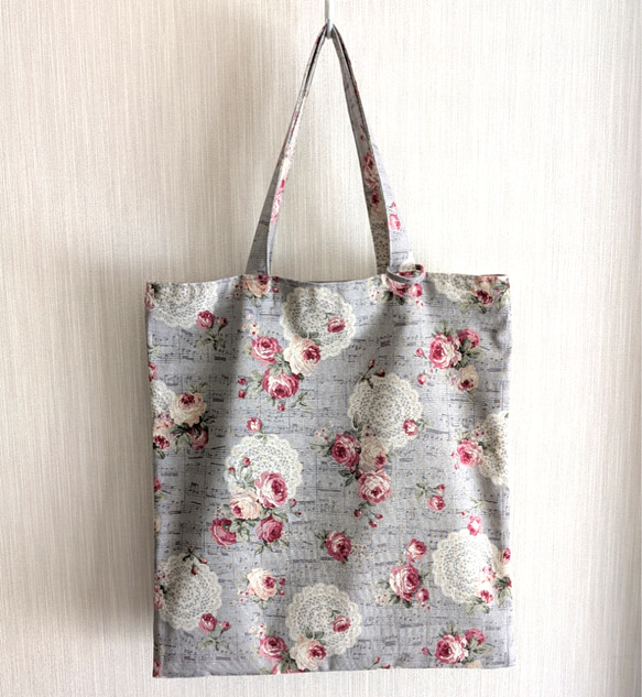 フラットトートバッグ　グレー 1枚目の画像