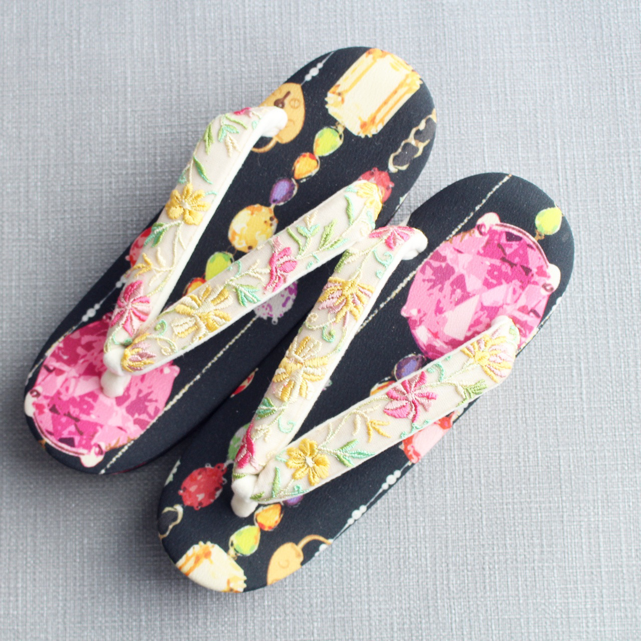 宝石柄のお草履（台／前厚めLサイズ）