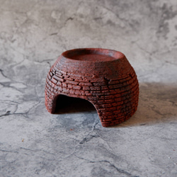 4.5号赤土裂紋爬虫類シェルター417　昆虫　陶器製　作家もの　沖縄 1枚目の画像