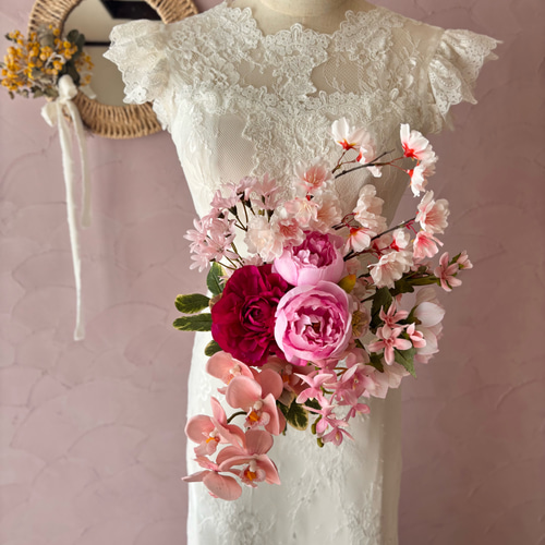 2026 春婚 八重桜 桜ブーケ [アーティフィシャルフラワーブーケ] 桜