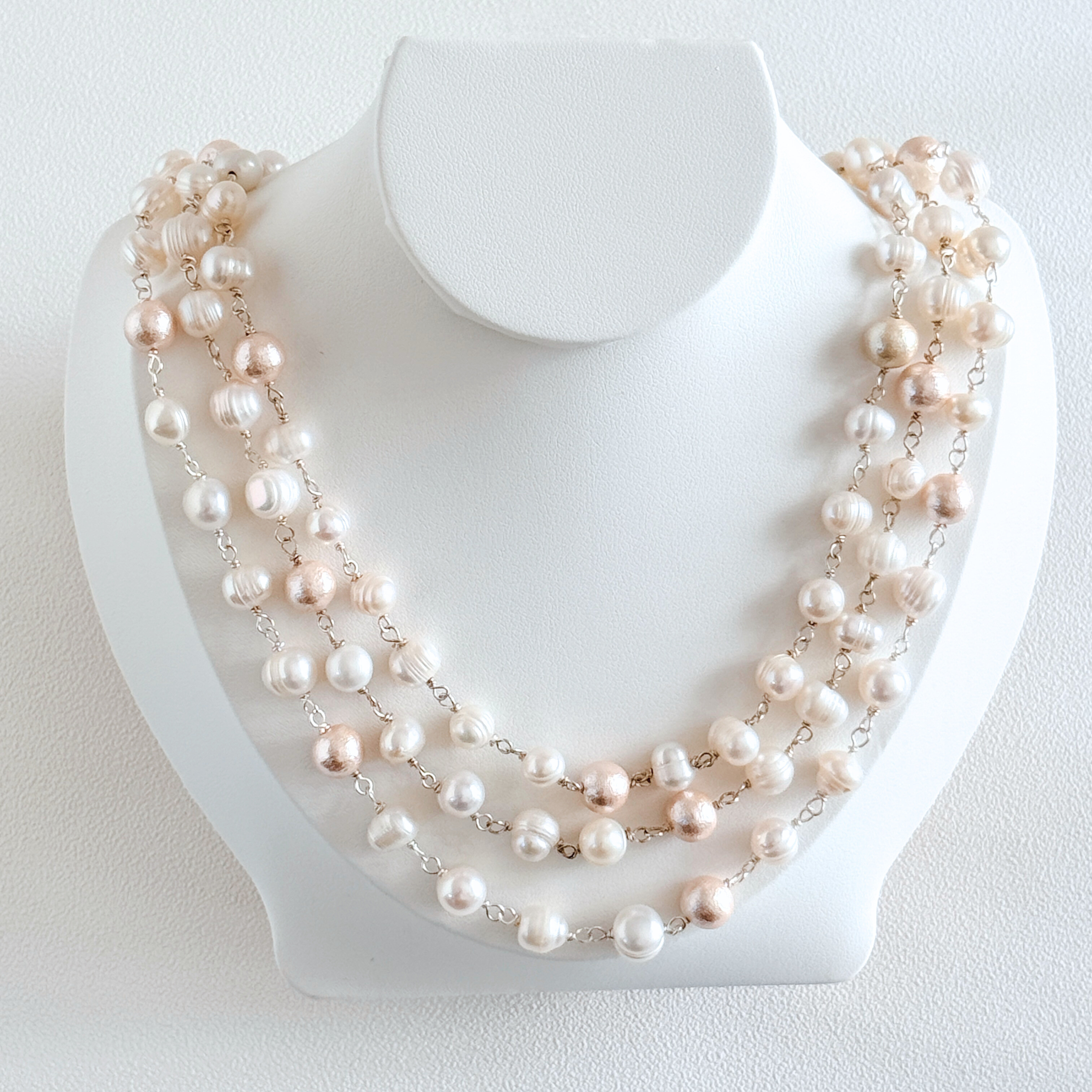 淡水パール 3連ネックレス 1連・2連・3連アレンジ可｜普段使い オケージョン 卒業・入学式