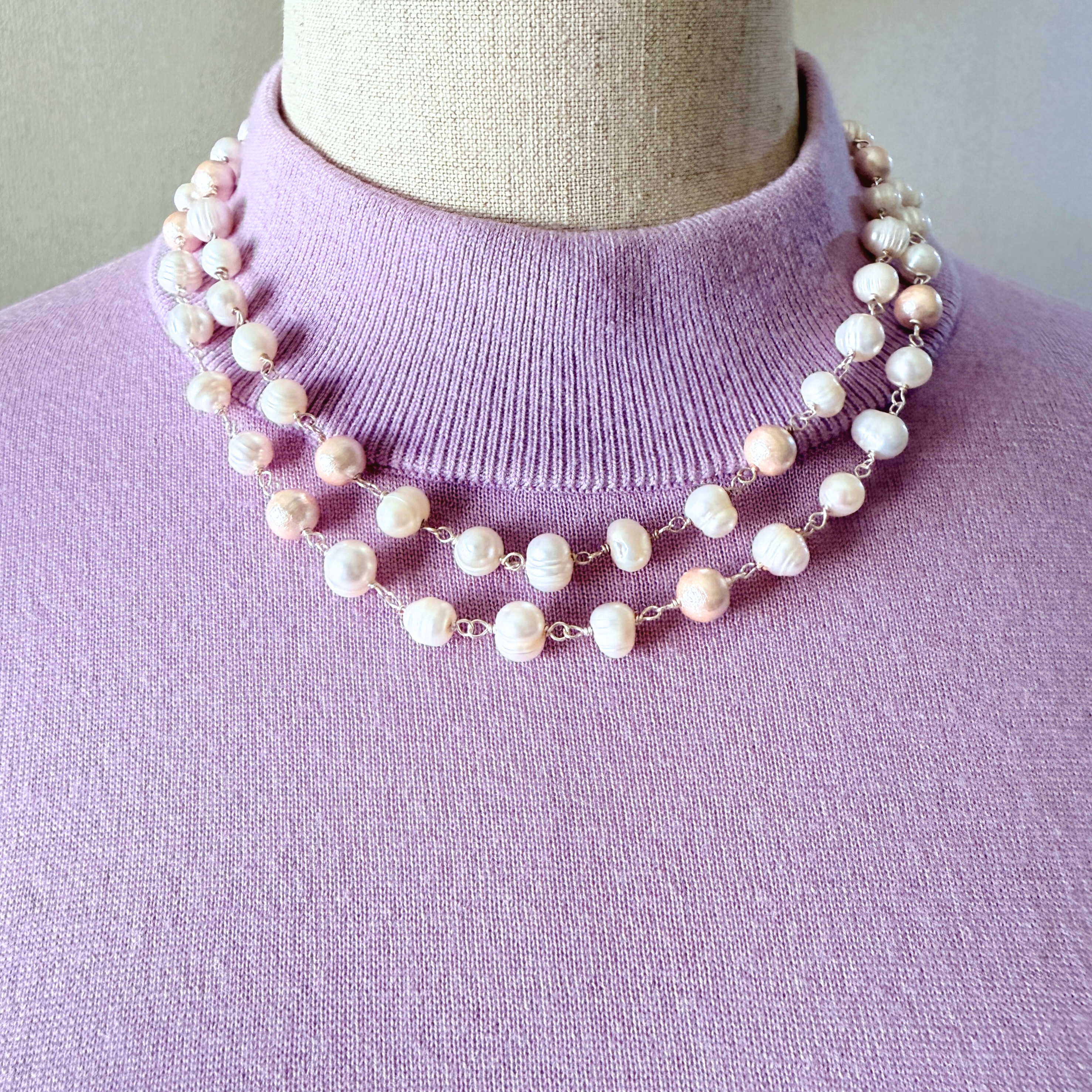 淡水パール 3連ネックレス 1連・2連・3連アレンジ可｜普段使い オケージョン 卒業・入学式