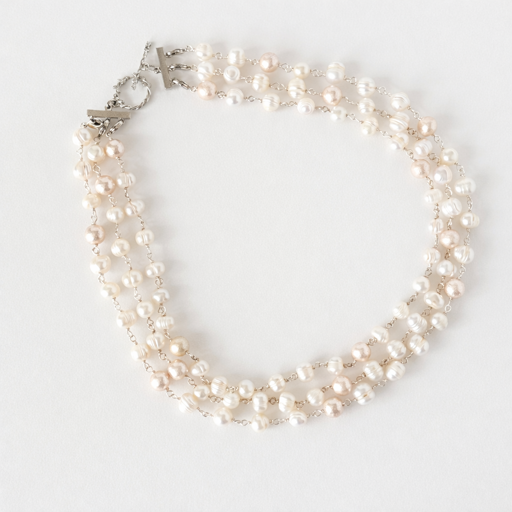 淡水パール 3連ネックレス 1連・2連・3連アレンジ可｜普段使い オケージョン 卒業・入学式