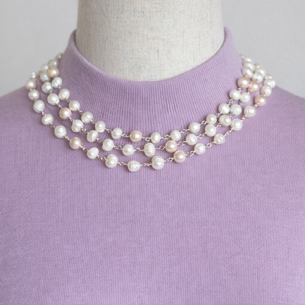 淡水パール 3連ネックレス 1連・2連・3連アレンジ可｜普段使い オケージョン 卒業・入学式