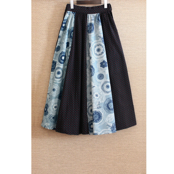 Creema獨家款 * 獨一無二 * 花卉圖案轉換為主要特色 * 刺繡十字繡 * 長裙 * 黑色 第7張的照片