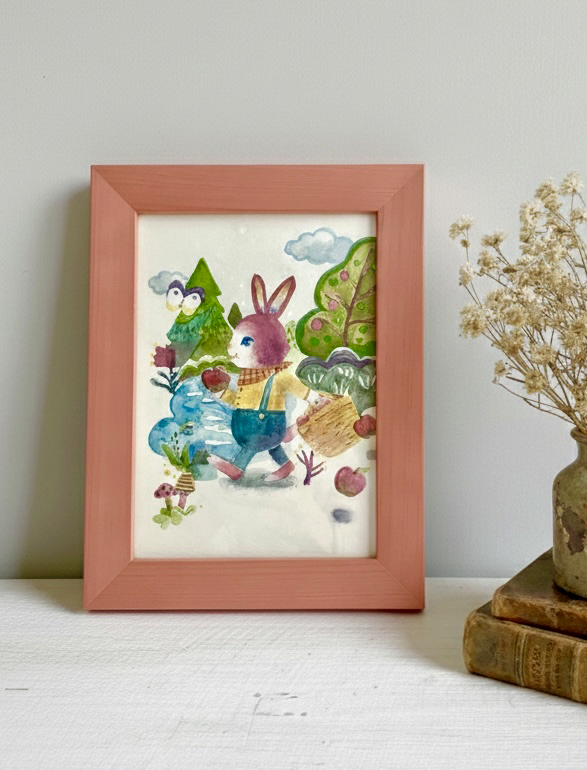 【原画】りんごの森のおつかいうさぎ