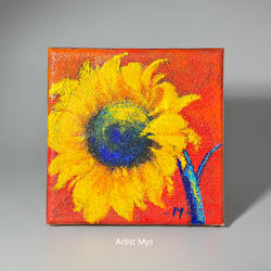 原画 アクリル画 キャンバスアート ひまわりの絵｜15cm×15cm