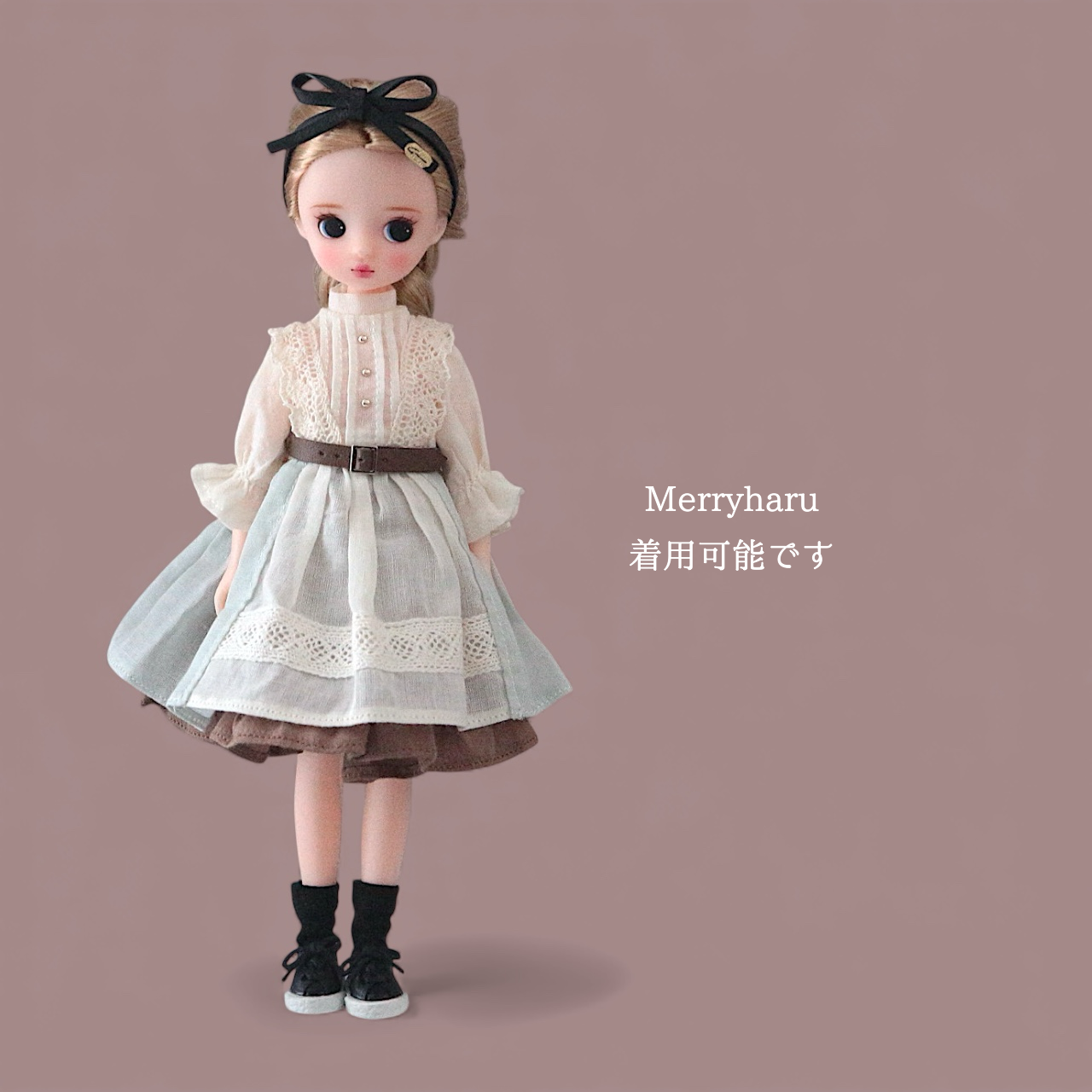 おちび用スニーカー　茶　本革　11cmドール、ピコニーモp、メリーハル