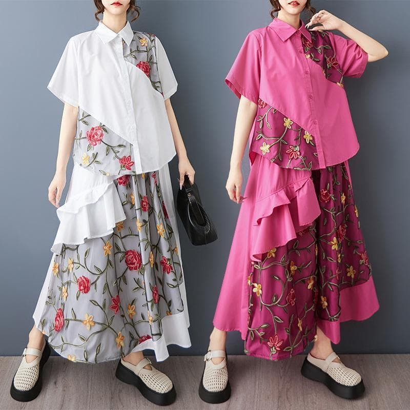 ❤️大きいサイズ❤️アシメ　セットアップ　レディース 春夏　新品 半袖　スカ－ト