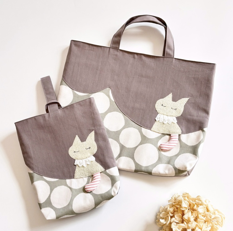 〖入園入学セット〗レッスンバッグ/シューズバッグ/ネコ/猫/北欧/おしゃれ/サイズオーダー/入園入学2026