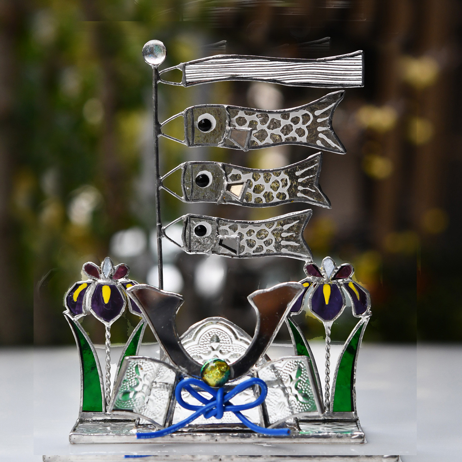 ステンドグラス　端午の節句　兜　鯉のぼり